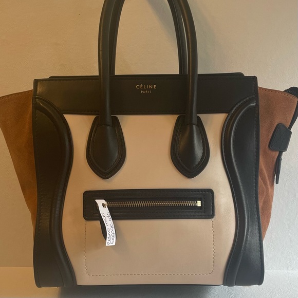 Celine Micro Luggage Suede Leather Tote Bag - Picture 1 of 6